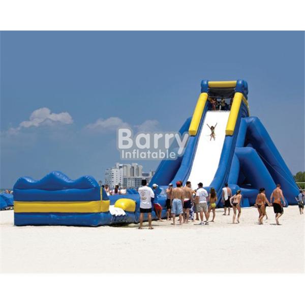 PVC Tarpaulin Material Blue Giant Inflatable Water Slide For Adult One Lanes