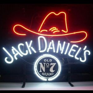 Cheap &quot;JACK DANIEL'S NO.7 Old Cowboy Hat &quot; Real Glass Neon Lighted Sign Display Beer Bar Light for Gift Bedroom for sale