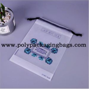 Gravure Printing 100mic Frosted Plastic Drawstring Bags Customized Logo