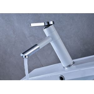 White Painting Bathroom Basin Faucets ROVATE Swivel Spout Deck Mounted