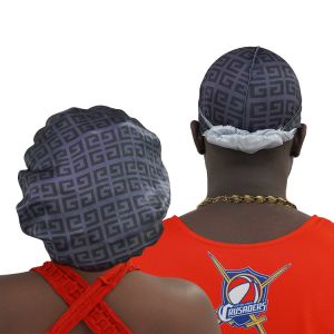 Blue Red Silk Satin Hair Custom Durag And Bonnet With Snap