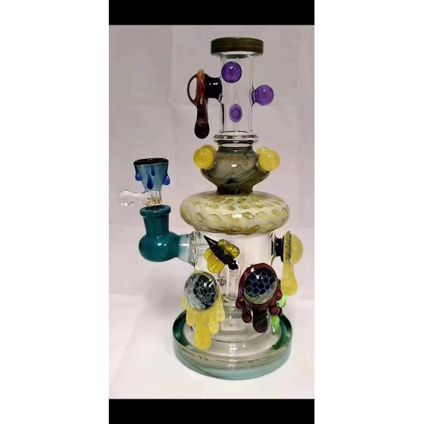 Quality 8 Inches Dab Oil Rig Recyler Matrix Perc Glass Smoking Pipe With 14Mm Quartz Banger wholesale