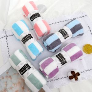 360 gsm Colorful Striped Coral Fleece Face Bath Towel 5 Piece Set with