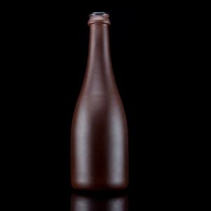 China 500ml Champagne Bottle With Matte Finish Unique Design Copper Coated Glass Collar on sale
