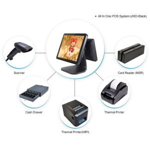 Black Color Dual Screen Retail Epos Systems Aluminium Alloy Housing For Small