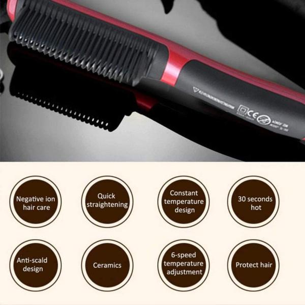 Beard Comb Electric Hair Brush Wet / Dry Dual Use Anti Scald Ceramic Ionic Type
