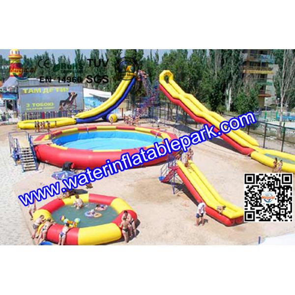 Summer Pool Inflatable Water Games With Slide , Adventure Inflatable Water