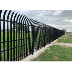 Flexible Anti Climb Black Powder Coated Palisade Fencing With Curved Pales