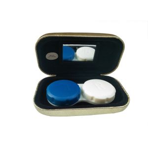 Embroidery Lip Contact lens Case Holder Leather Contact lens Case With Mirror