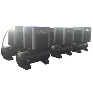 compact screw air compressor with air dryer on receiver tank