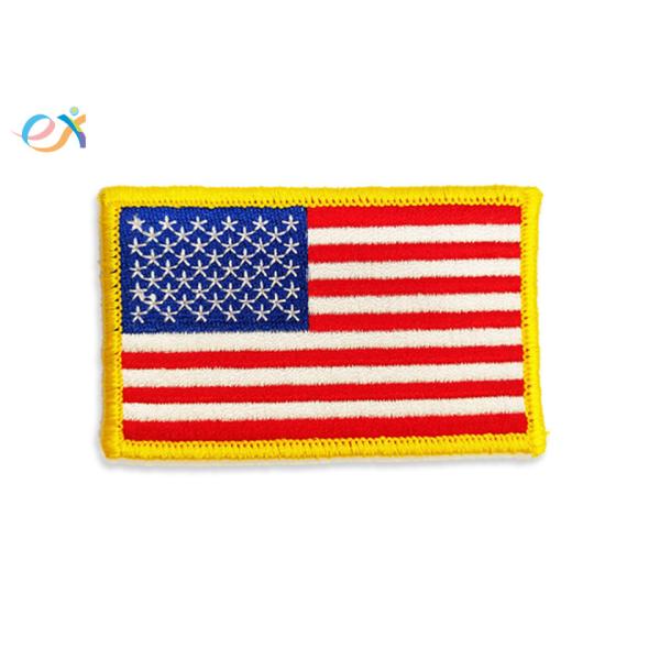 Iron On Backing Embroidered American Flag Patch US Military Style With Merrow