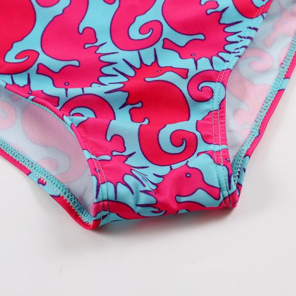 Kid's sea horse print one shoulder off swimwear one piece swimsuit