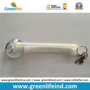 Stretchable Translucent Clear Spiral Key Chain Coil w/Thumb Trigger 2pcs