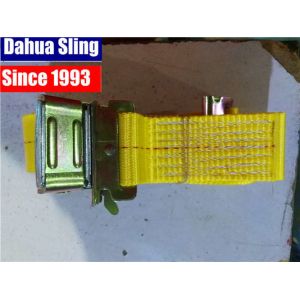Yellow 2"X20' E Track Ratchet Tie Down Straps With Cam Buckle W- 4' Short End