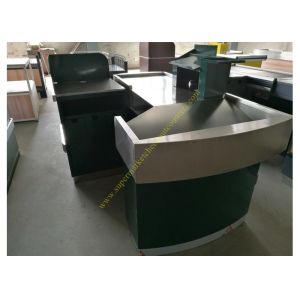 Stable Retail Metal Cashier Checkout Counter Dark Green Floor Standing