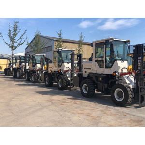 3.5ton 3m height rough terrain forklift with clamp barrel drum clamp forklift