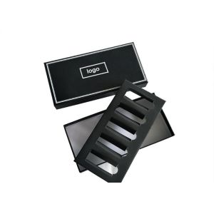 Matte Lamination Flat Pack Gift Boxes Black Cardboard Perfume Packaging With