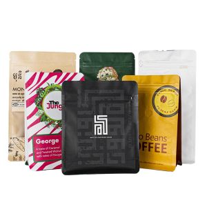 Custom Zipper Kraft Paper Laminated Film Coffee Bag Zip Square Bottom Bag For