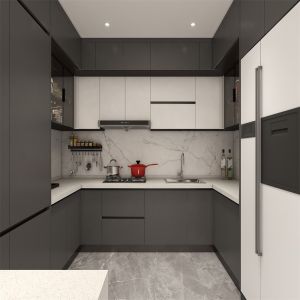 Transform Your Kitchen with Customizable Gray Wood Cabinets and MDF Doors from