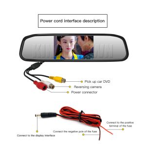 4.3in DC12V 800x480 Vehicle Rear View Mirrors Backup Reverse Camera Kit
