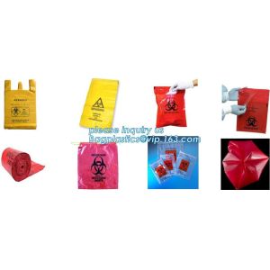 Biohazard Bag Linear Low Density, Red Isolation Infectious Waste Bag, Zip