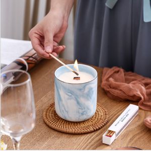 Empty Round Ceramic Candle Holder Cottage Handmade Colorful Candle Container