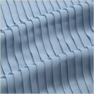 Woven Soft Drooping Polyester Pure Black Plain Pleated Chiffon Crepe Fabric For