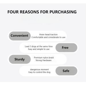 Dog leash multifunctional one-to-three dog leash reflective pet leash