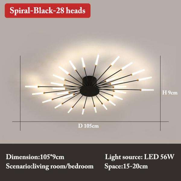 Nordic fireworks ceiling lamp bedroom living room LED black ceiling lights