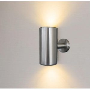 External Solar Up Down Wall Lights Sconce Cylinder Stainless Steel 15 Lumen