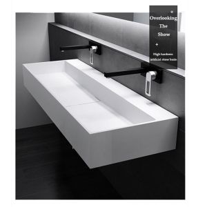 Antipollution Solid Surface Wash Basin Rectangular Wall Hung Basin