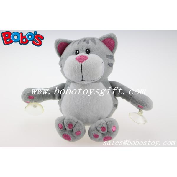Quality Customized Stuffed Grey Cat Animal With Plastic Suction Cups wholesale