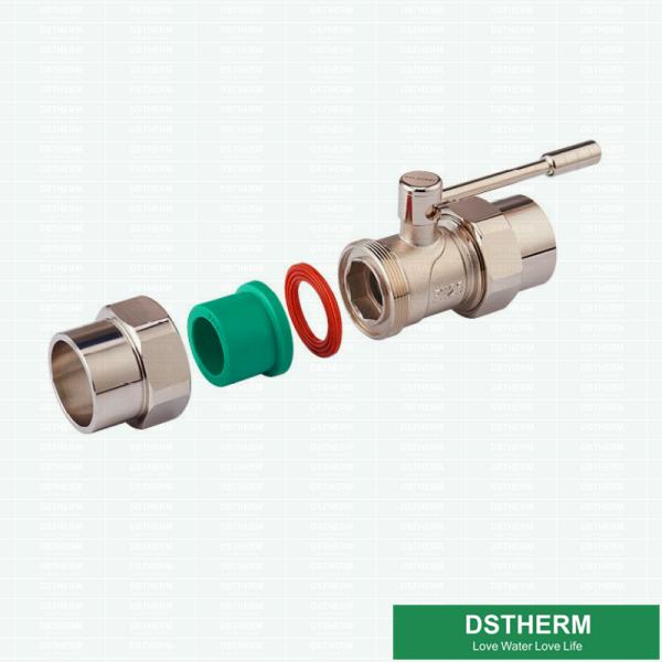 Sanitary PN25 20mm/25mm/32mm Ppr Double Union Brass Ball Valve With Brass Union Cover Heavier Double Union Ball Valve