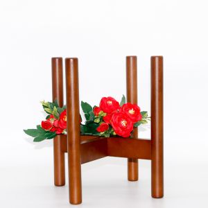 Natural Wooden Plant Stand with Walnut stained color Beech wooden Planter 8"