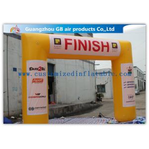Yellow Inflatable Finish Arch With Blower 0.6mm PVC Tarpaulin