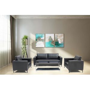 Wood Single Leather Sofa , DIOUS Office Reception Seating
