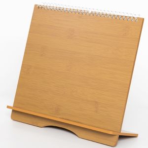 Wood Board Desk Wall Calendar 255 X 238mm 13 Sheets Round Wire Hole Binding