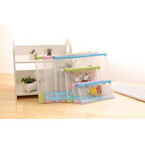 Customized Mesh Pencil Bag A4 Travel Passport Pouch, Zipper Lock Document File