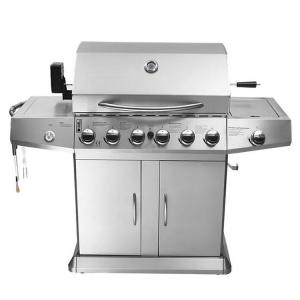 China High Temperature Enamel 6 Burner Gas BBQ Grill  With Cabinets Wheels on sale