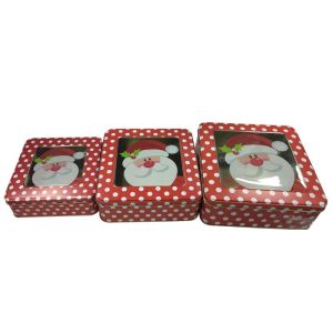 Holiday Tin Box with Window Michael Tins Wedding Favor Tins Square Cake Tins