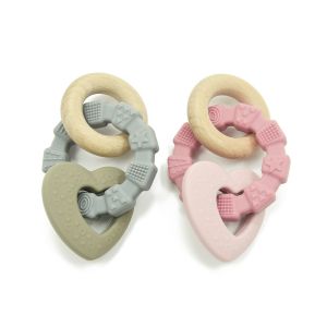 China Natural Recyclable CPC Silicone Wood Teether Eco Friendly Baby Chew Toys on sale