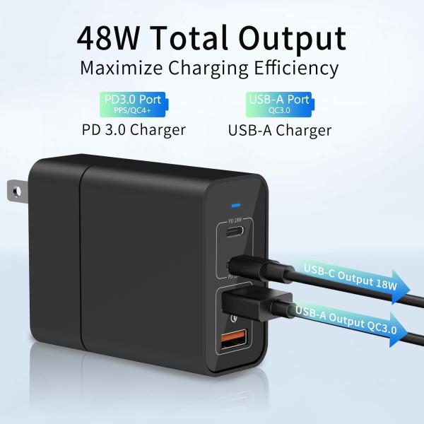 4 Ports USB C PD Chargers PE PPS QC3.0 48W USB Wall Charger Adapter