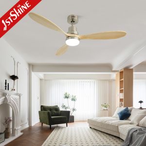 OEM 110v Solid Wood Smart Ceiling Fan Color Changing Led Light AC Motor
