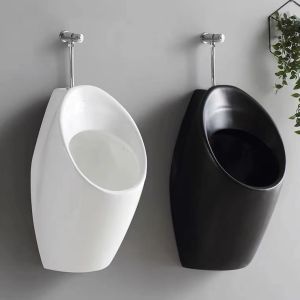 Matte Black Back Spud Floor Standing Urinal Auto Sensor Flushing