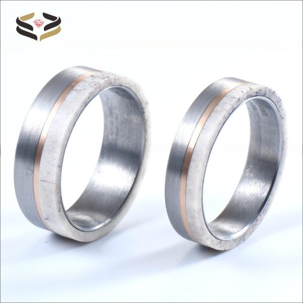 Unique and Eye-catching 8mm Handmade Natural Deer Antler Ring Inlay Rose Gold Circle Tungsten Wedding Rings for Men