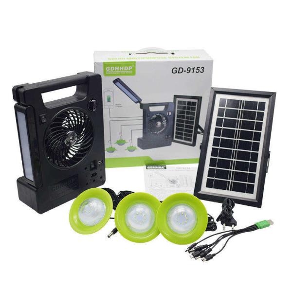 Solar Lighting System Kit Portable Rechargeable Fan With Eye Protection LED Desk