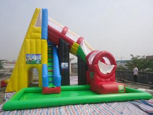 China Kids / Adults Outdoor Red Inflatable Swimming Pool Water Slide 0.55 mm PVC on sale