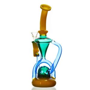 China MultiColor Glass Recycler Bong 5mm Dab Rig Glass Water Pipe Glass Bubbler on sale