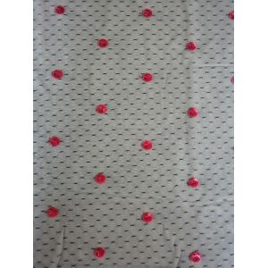 China Black Red Polka Dot Sequin Fabric For Day Dress Garment on sale