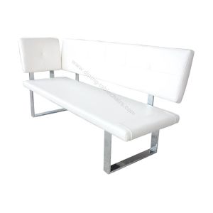 PVC Uphostered Living Room Sofa Bench Set With Removeable Fabric Cushion